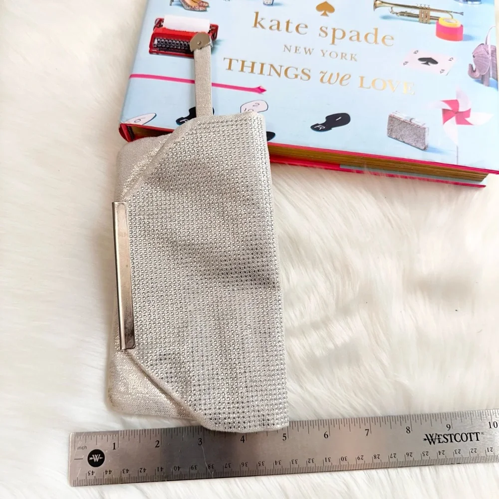 Stella & Dot Silver Mesh Wristlet with Shimmery Finish